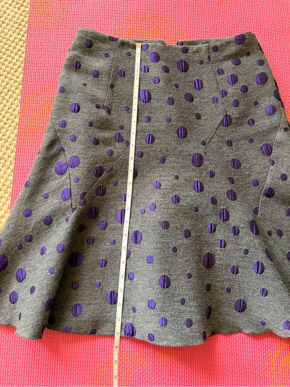 emporium Armani Womens Gray A line Skirt with Purple Polka Dots